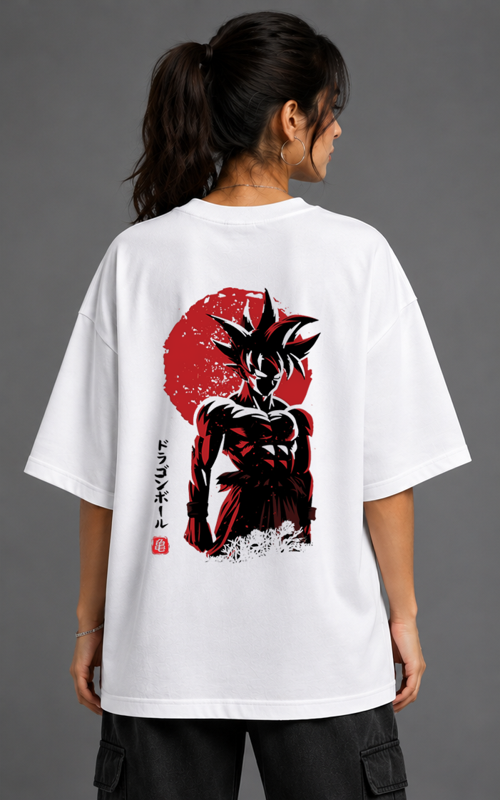 Blood Moon Goku | 240 GSM French Terry Oversized Graphic T-Shirt - Image 2