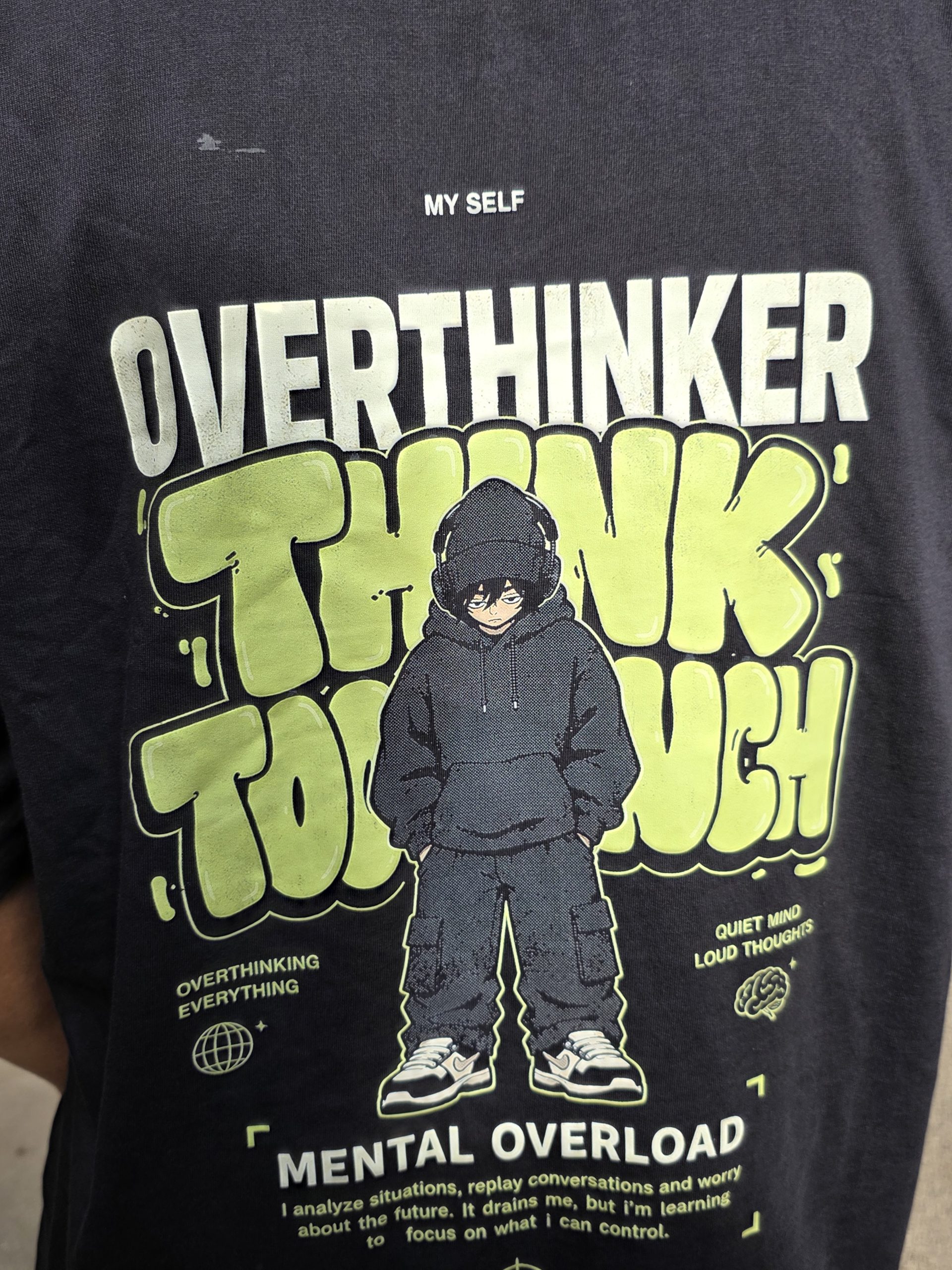 Overthinker Graphic Oversized T-Shirt – 240 GSM French Terry Graphic Tee - Image 3