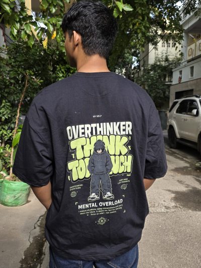Overthinker Graphic Oversized T-Shirt – 240 GSM French Terry Graphic Tee
